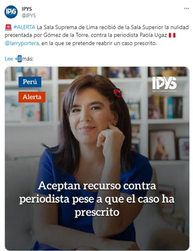  Mediante sus redes, Ipys expresa una alerta. Foto: Twitter   