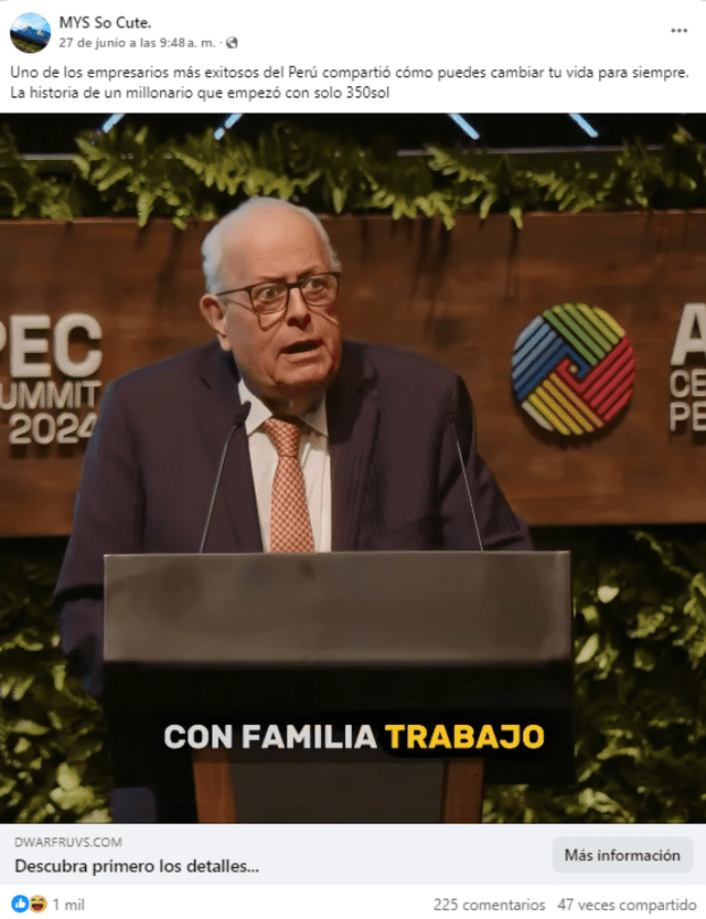 <em> Publicación desinformativa que circula por Facebook. Foto: captura de pantalla</em>   