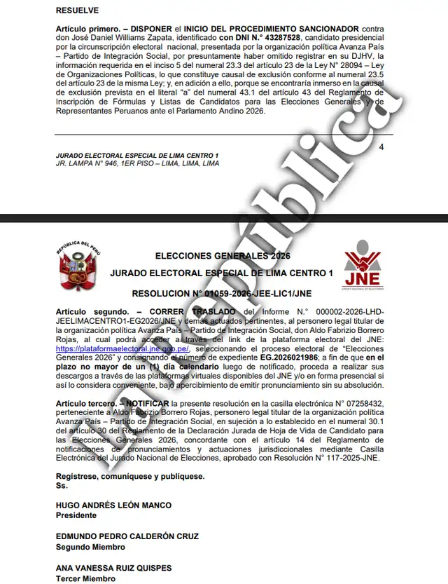 Jurado Electoral Especial.   