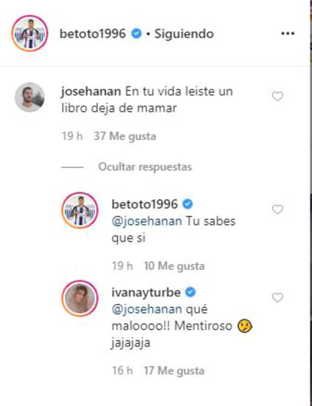 Ivana Yturbe comparte comentarios con futbolista de Alianza Lima, Beto Da Silva.