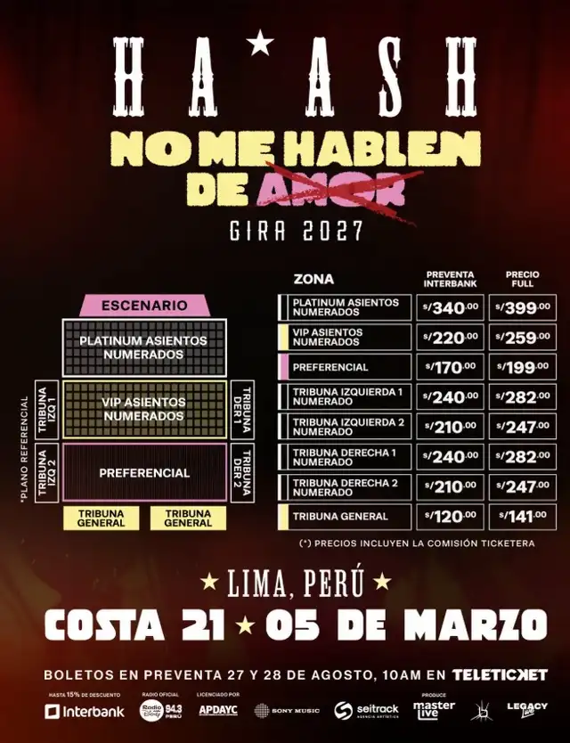 Entradas para el concierto de Ha*Ash en Lima Entradas para el concierto de Ha*Ash en Lima