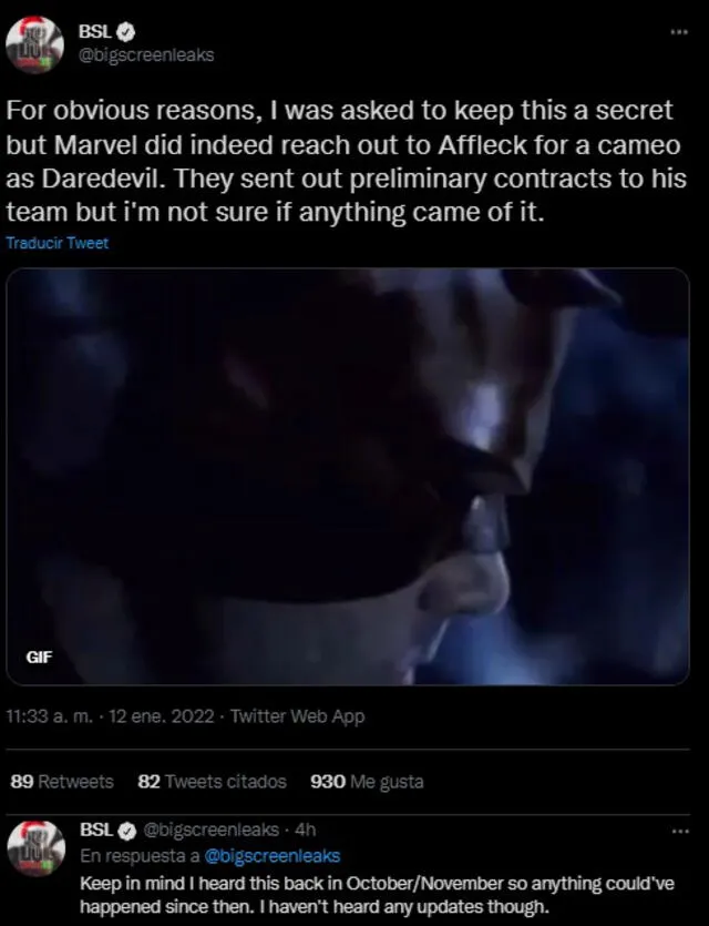 Ben Affleck podría volver como Daredevil para Doctor Strange 2. Foto: composición/captura de Twitter