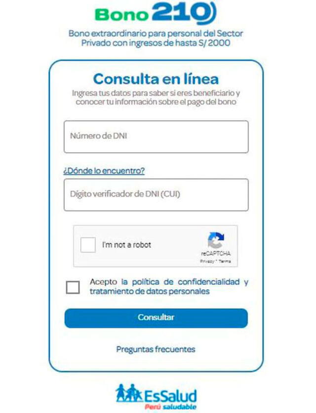 Link para revisar si eres beneficiario del bono.Foto: essalud.gob.pe