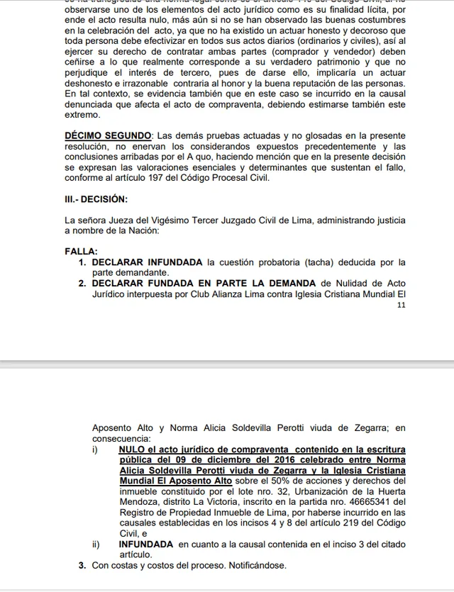 Fallo de la Corte Superior de Justicia de Lima. Foto: Poder Judicial   