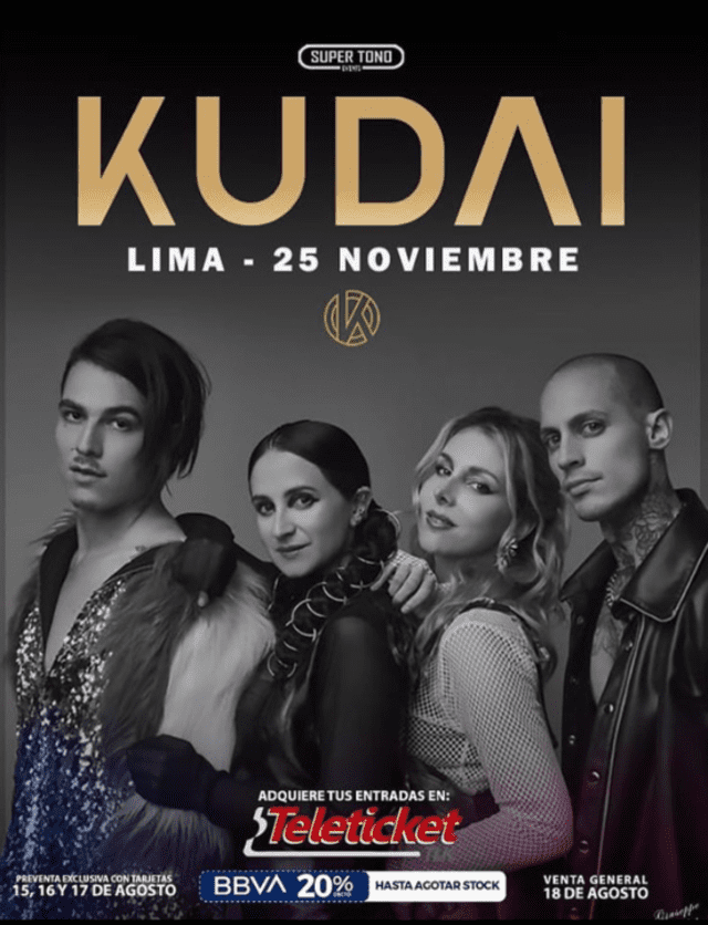 Banner oficial del concierto de Kudai en Lima. Foto: Teleticket