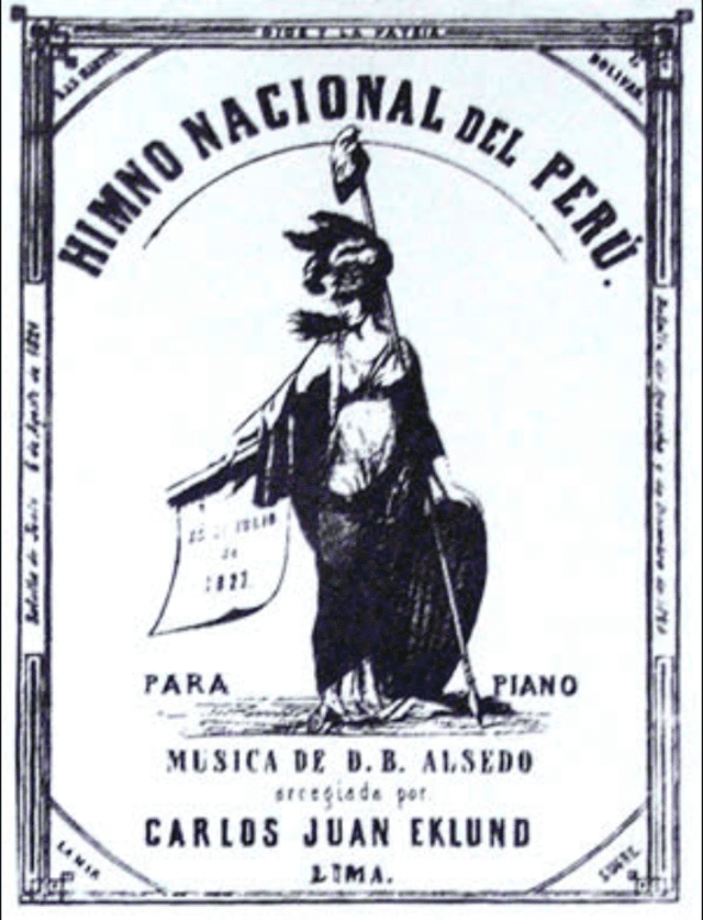 Portada del Himno Nacional del Perú - Lima 1884. Foto: Difusión.