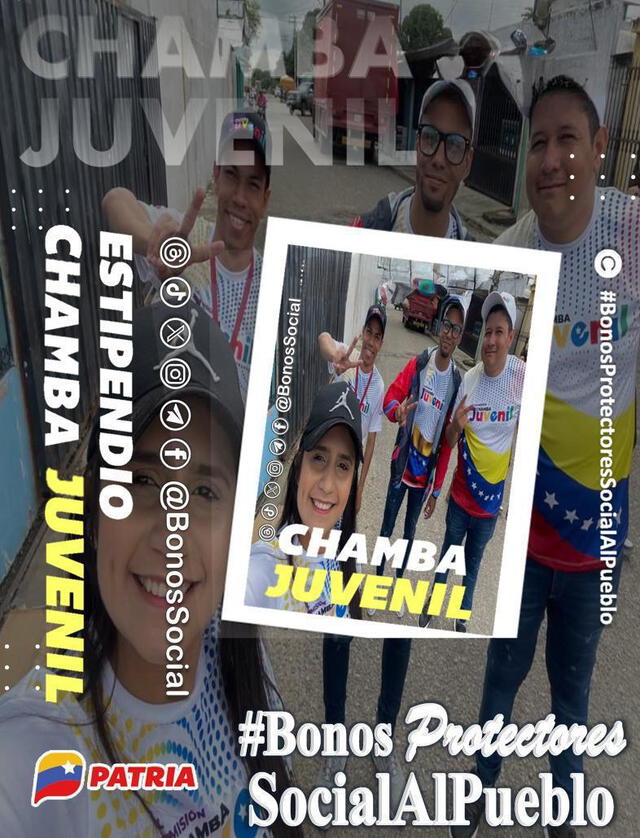 Imagen que anunció el pago del Bono Chamba Juvenil. Foto: Bonos Protectores Social Al Pueblo   
