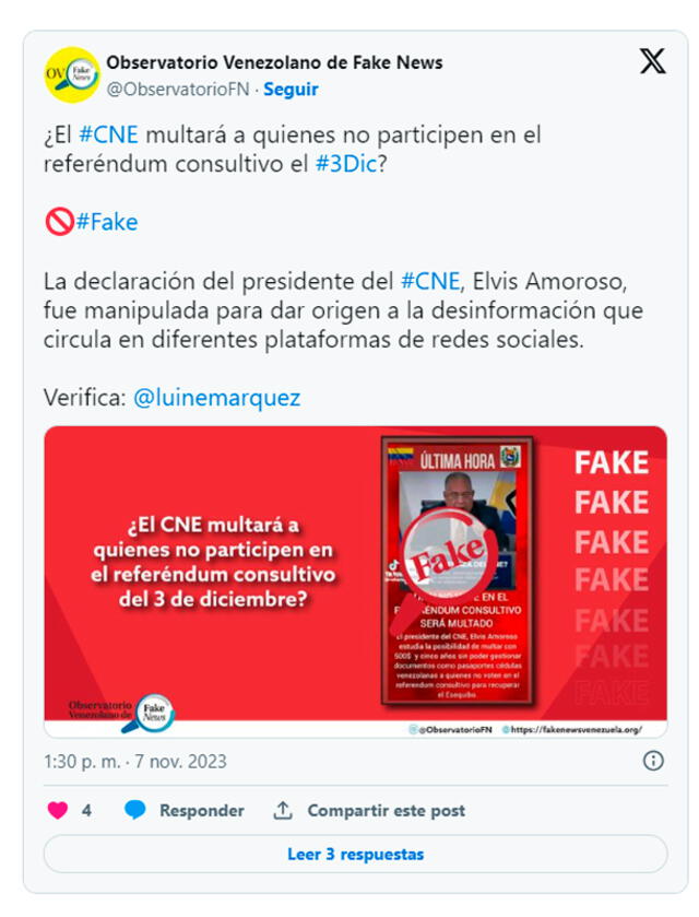 Se desmiente sanciones para los que no vayan a votar en el Referendo Consultivo. Foto: composición LR/Twitter   