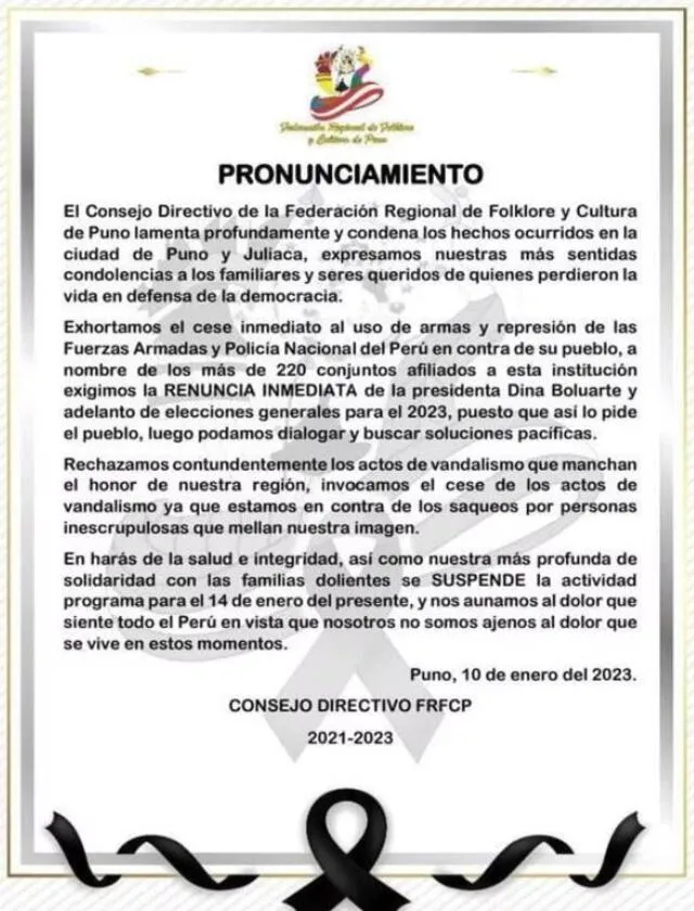 Foto: Federación Regional de Folklore y Cultura de Puno Foto: Federación Regional de Folklore y Cultura de Puno