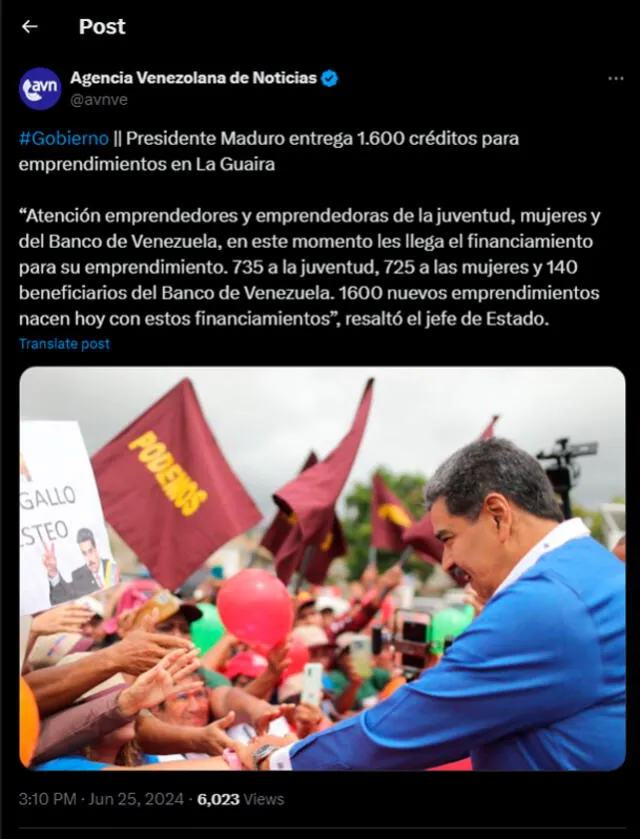 Nicolás Maduro anunció más préstamos a través del CrediJoven en La Guaira. Foto: X. 