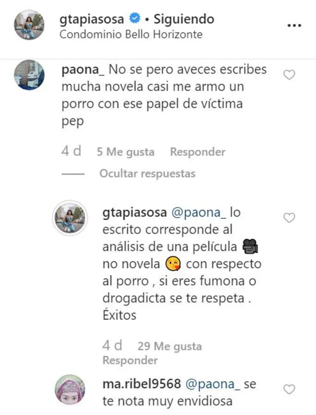 Comentarios en publicación de Génesis Tapia