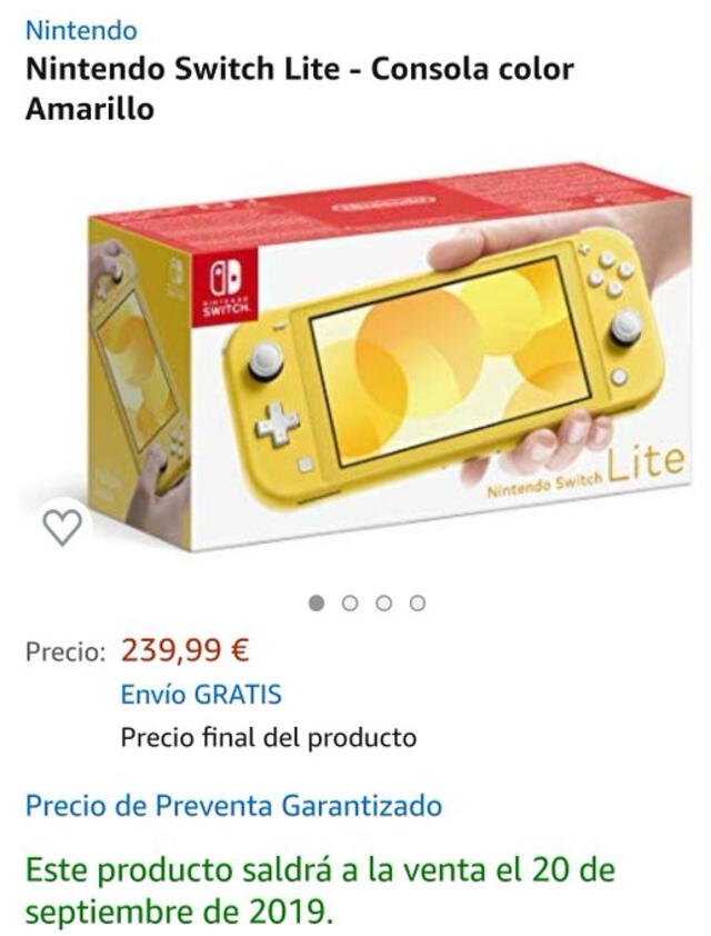 Nintendo Switch Lite precio en euros Amazon