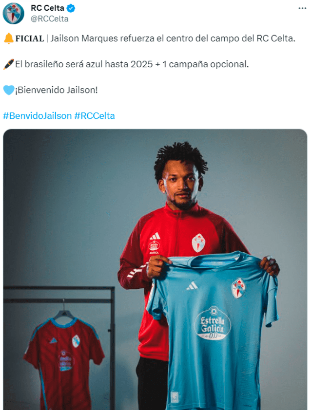  Jailson Marques llega procedente del Palmeiras. Foto: Celta de Vigo   