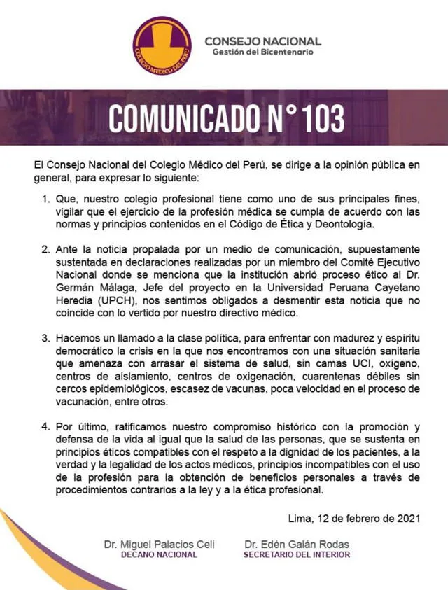 CMP desmiente proceso de ética en contra Germán Málaga. Foto: difusión - CMP