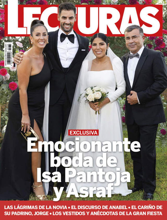 María Isabel Pantoja lució un vestido blanco de corte largo. Foto: Revista Lecutras 