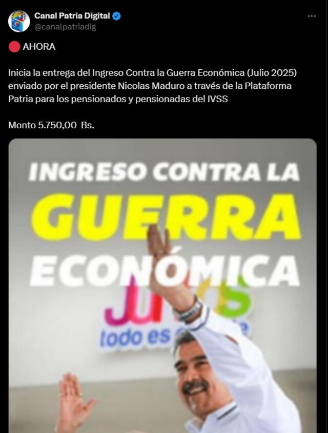 Anuncio del Bono de Guerra de julio 2025 para pensionados Anuncio del Bono de Guerra de julio 2025 para pensionados