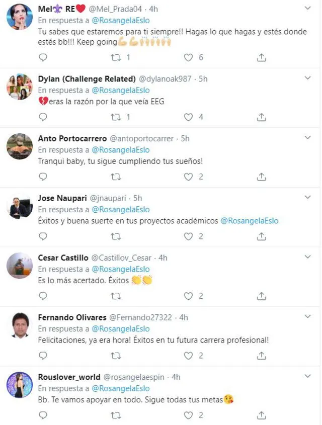 Usuarios de Twitter apoyan a Rosángela Espinoza.