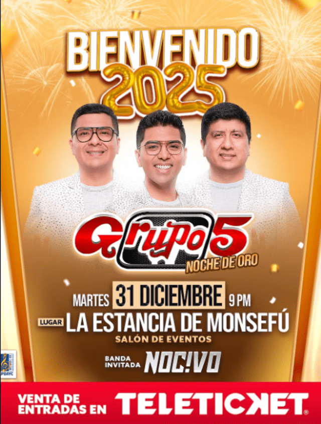 Grupo 5 estará en Chiclayo. Foto: Teleticket.   