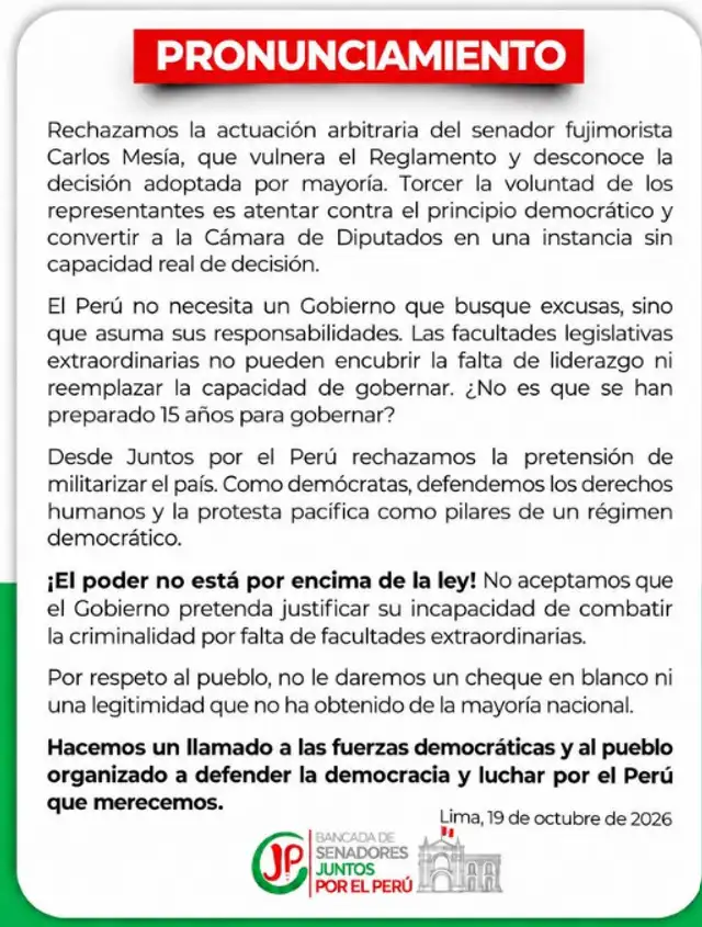 Pronunciamiento de JP.