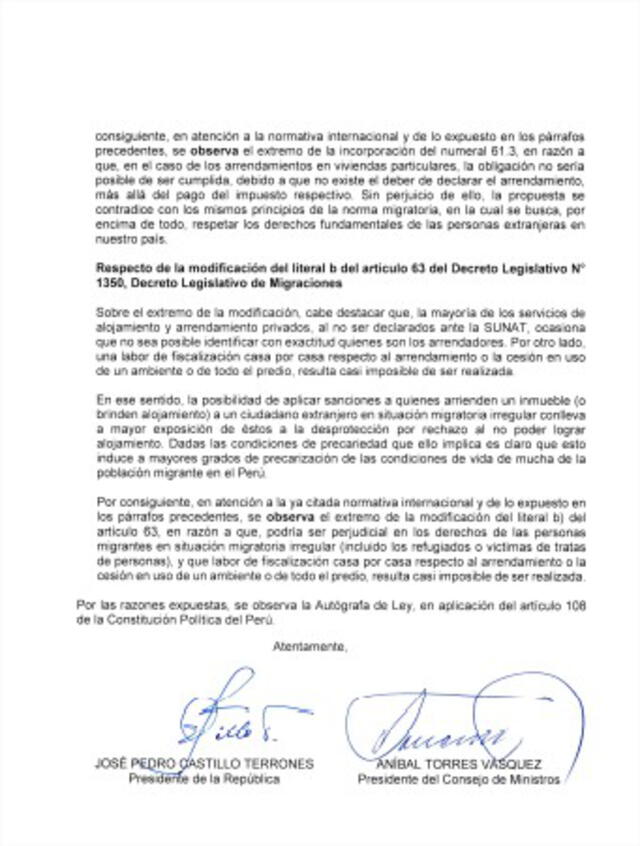 Mandatario Pedro Castillo envió oficio a presidenta del Congreso, Lady Camones, donde observa cambios a la Ley de Migraciones. Foto: Twitter/Rostros Venezolanos