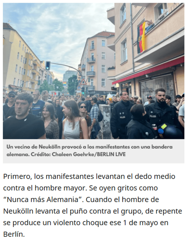 <em> Medio Berlin Live reportó el disturbio entre la manifestación y el adulto mayor en Berlín. Foto: captura de pantalla</em>   