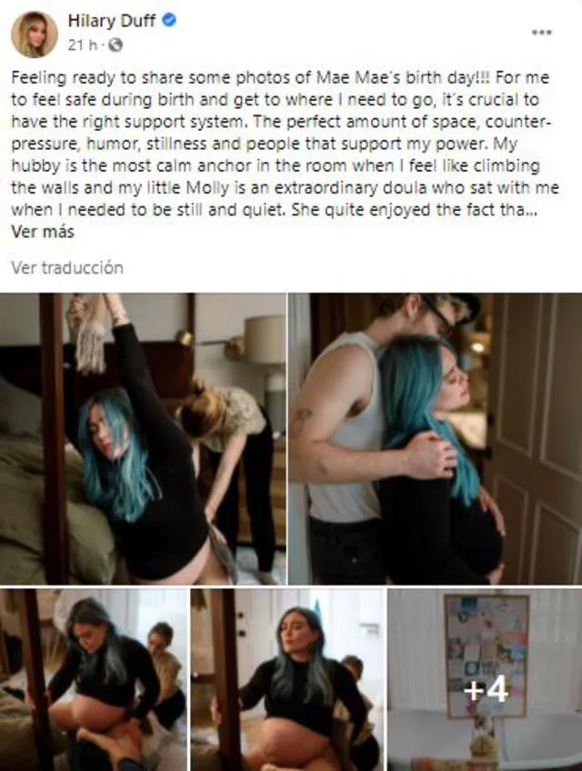 Hilary Duff comparte imágenes íntimas de su último parto. Foto: Hilary Duff/Facebook.