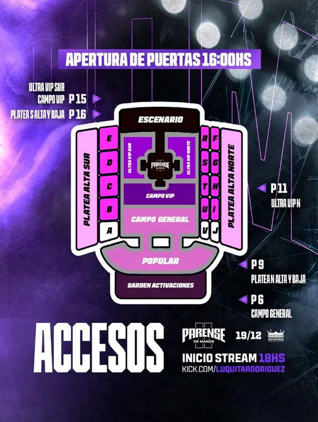 Accesos y disposición de asientos para Párense de Manos 2. Foto: parensedemanosok / X 