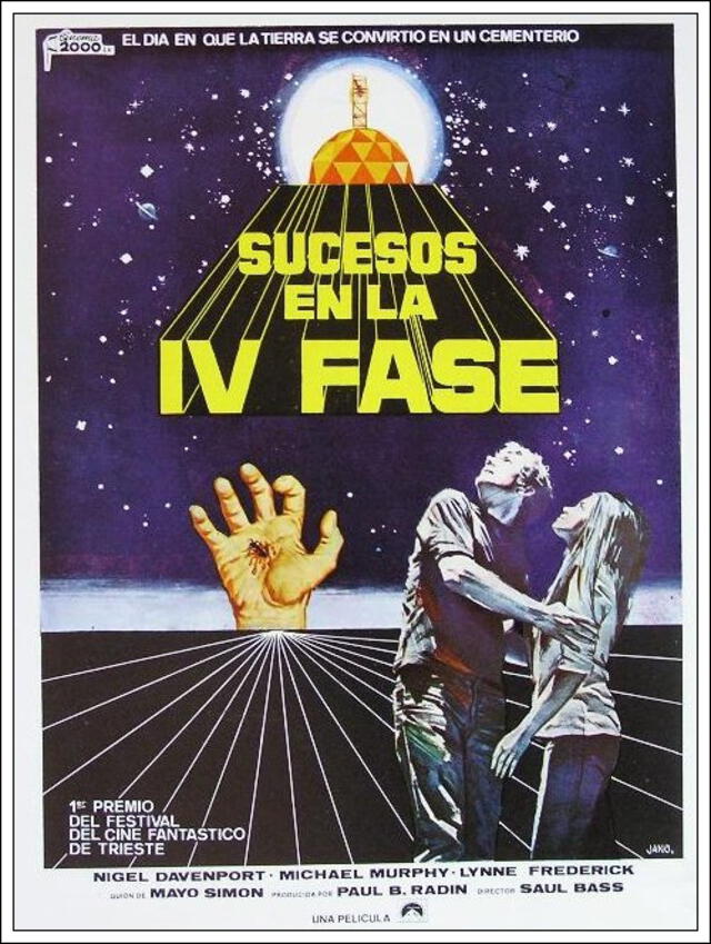 Afiche de la película Sucesos en la fase IV que coincide con la imagen difundida en redes sociales como “La variante Omicron”.