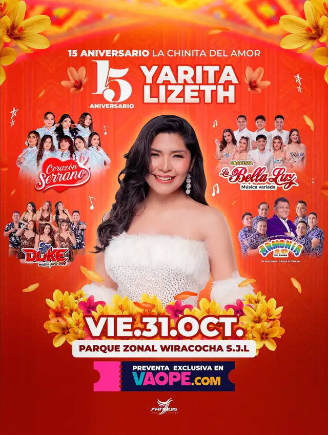 Yarita Lizeth celebrará sus 15 años de carrera con artistas invitados. Foto: difusión.   