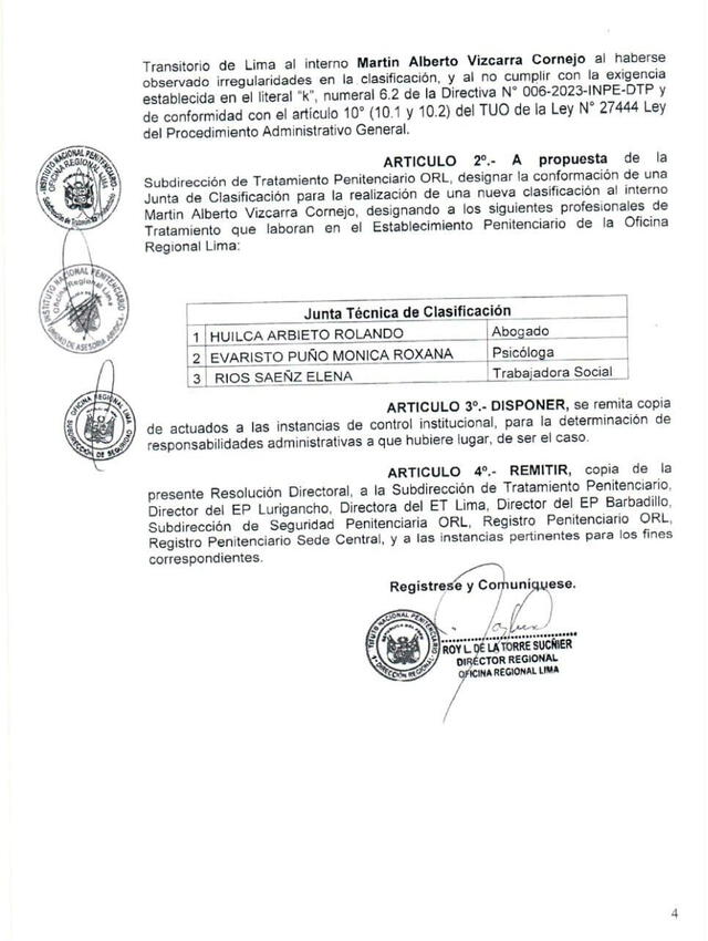  Nueva Junta de Clasificación decidirá el futuro de Martín Vizcarra   