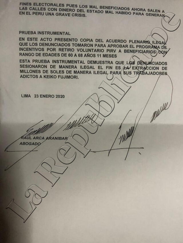 Denuncia interpuesta contra Pedro Olaechea, Karina Beteta, Salvador Heresi y Marvin Palma. Foto: La República.