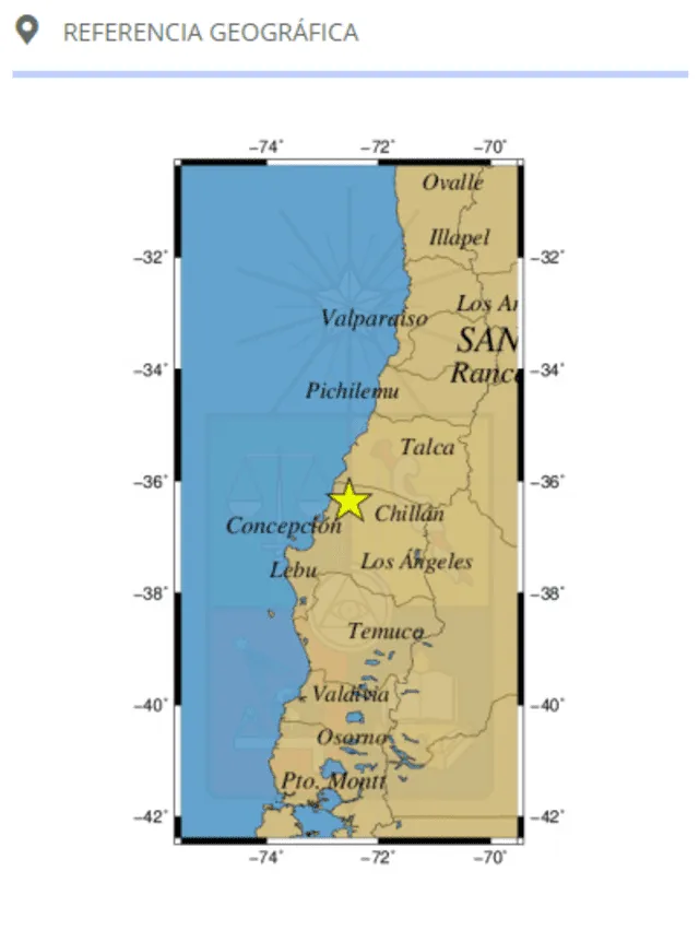  Epicentro del sismo en Chile. Foto: CSN<br>    