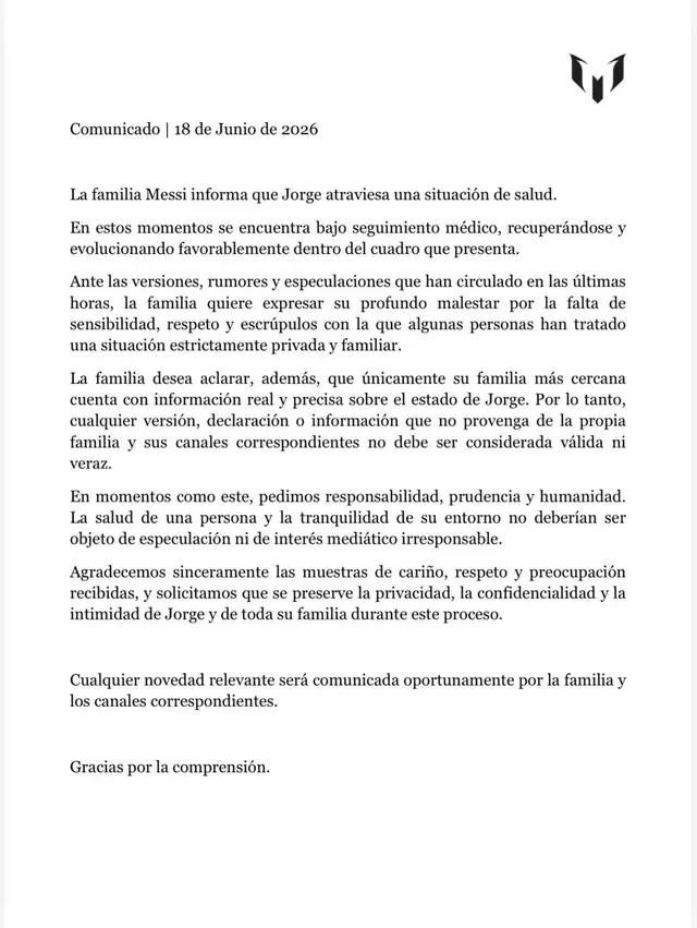 Comunicado de la familia Messi tras las noticias falsas difundidas por Florencia Peña en LUZU TV. Foto: captura Comunicado de la familia Messi tras las noticias falsas difundidas por Florencia Peña en LUZU TV. Foto: captura
