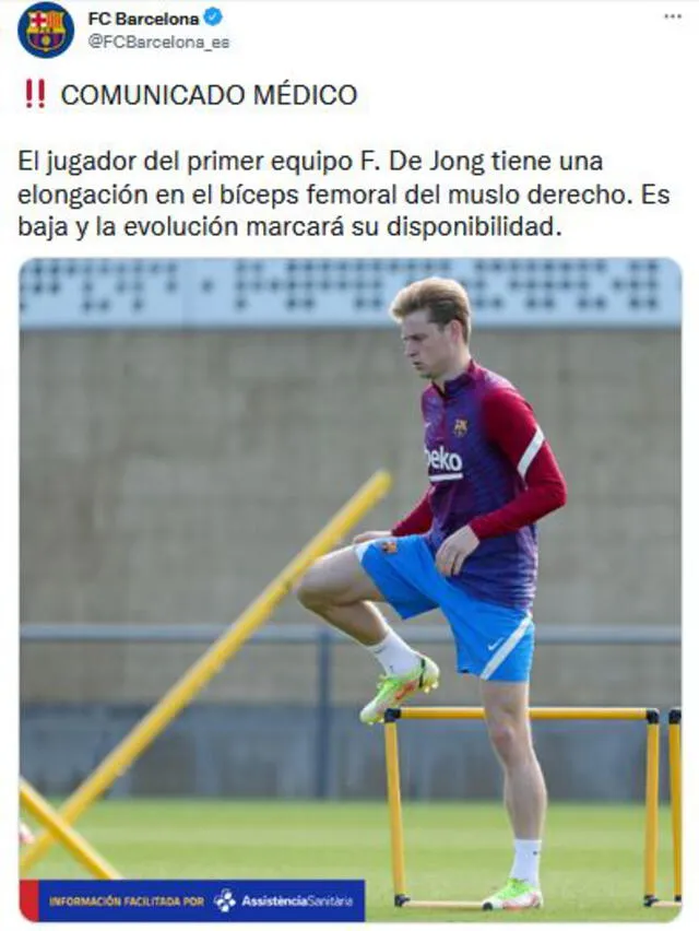 Comunicado del FC Barcelona sobre la lesión de De Jong