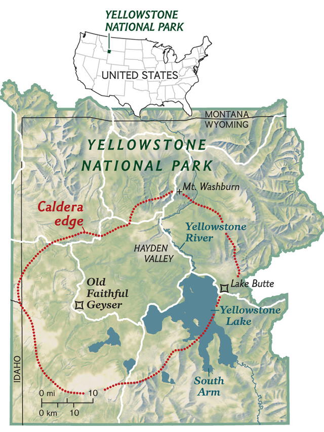 El volcán de Yellowstone está ubicado en el Parque Nacional de Yellowstone. Foto: NGM MAPS/ National Geographic   
