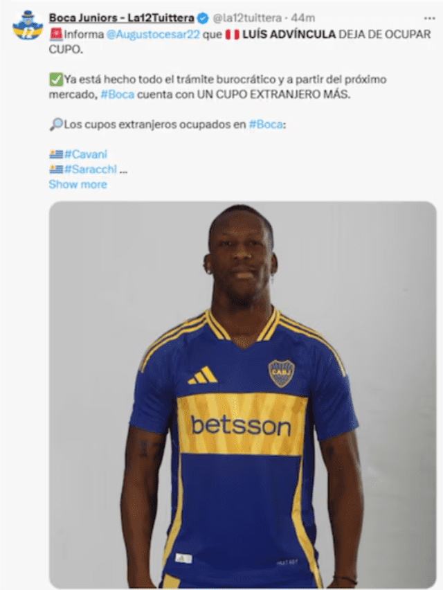  Luis Advíncula dejará de ocupar un cupo extranjero en Boca Junior, tras tramitar su nacionalidad argentina. Foto: Boca Juniors.<br><br>    