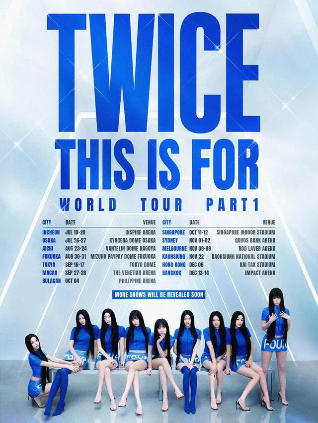  Estas son las ciudades donde se presentará TWICE en la primera parte de su gira. Foto: JYB Entertainment   