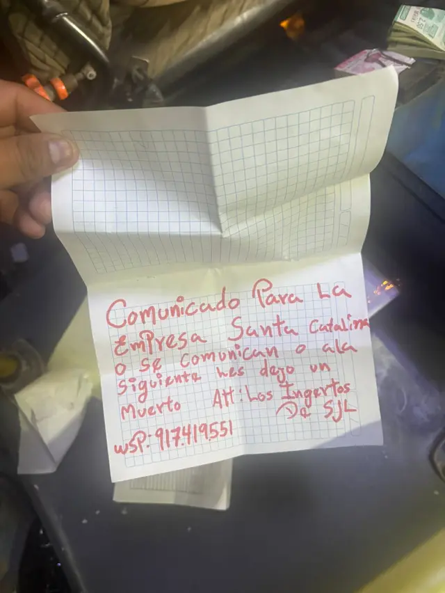 Mensaje extorsivo de "Los Injertos de SJL" Mensaje extorsivo de "Los Injertos de SJL"