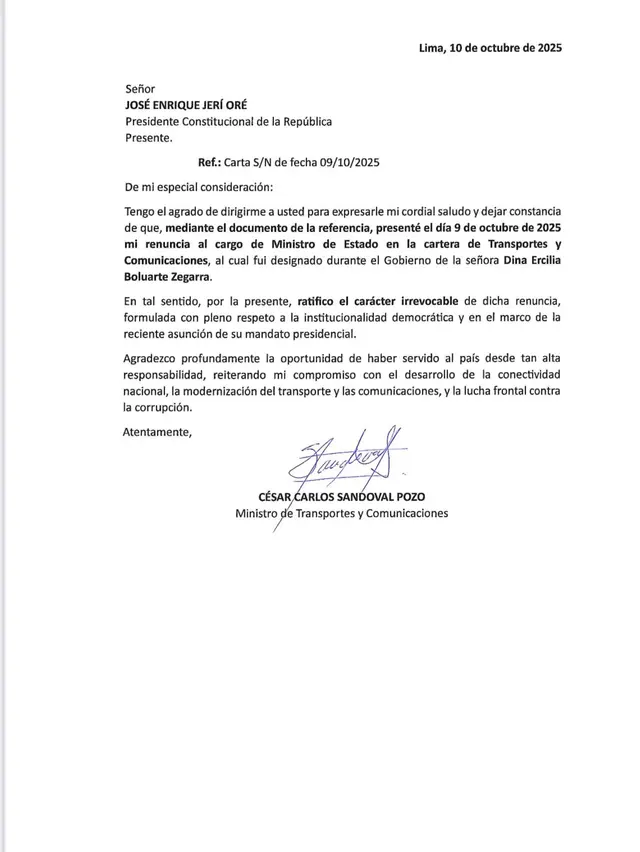  Renuncia ante José Jerí 