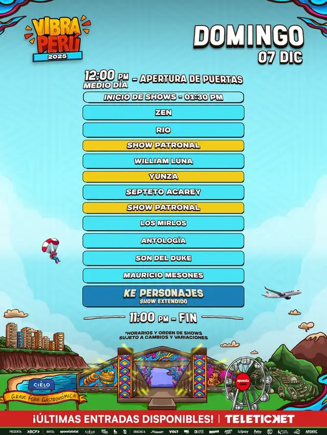 Artistas confirmados en Vibra Perú (día 2). Foto: Instagram/ Vibra Perú Artistas confirmados en Vibra Perú (día 2). Foto: Instagram/ Vibra Perú