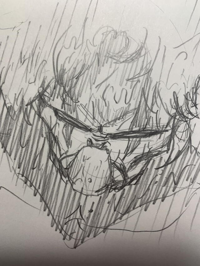 Toyotaro realizó un boceto de lo que parece ser Cell. Foto: Twitter