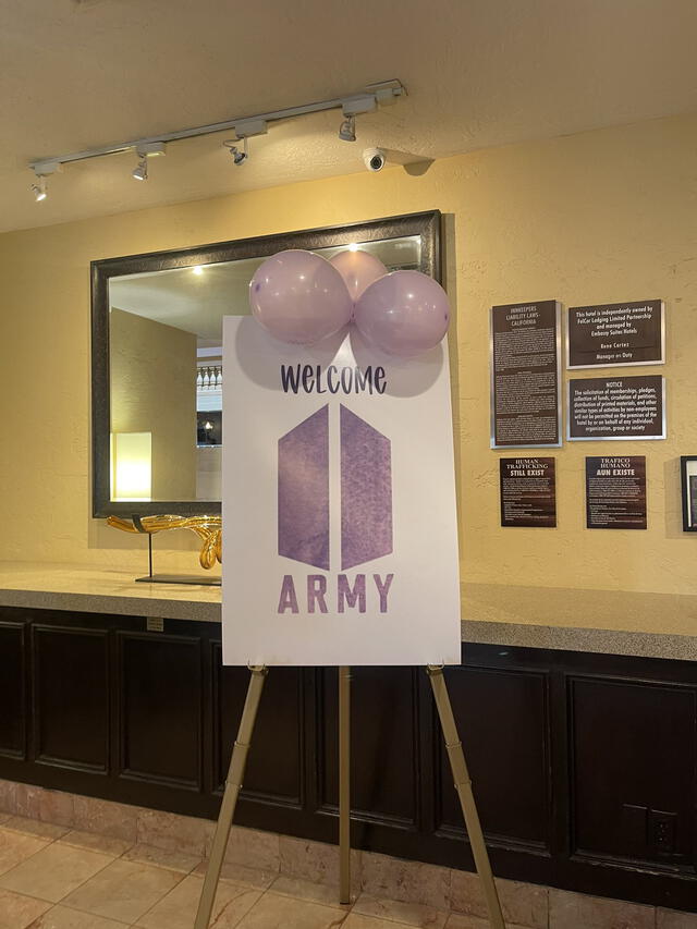 BTS en Los Ángeles: hotel saluda a ARMY. Foto: Twitter / @seokjinnie_93