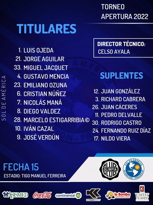 Alineación Sol de América