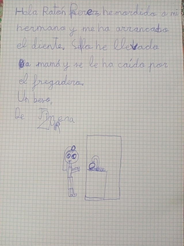 Niña pierde su diente y escribe adorable carta al Ratoncito Pérez para explicar lo sucedido