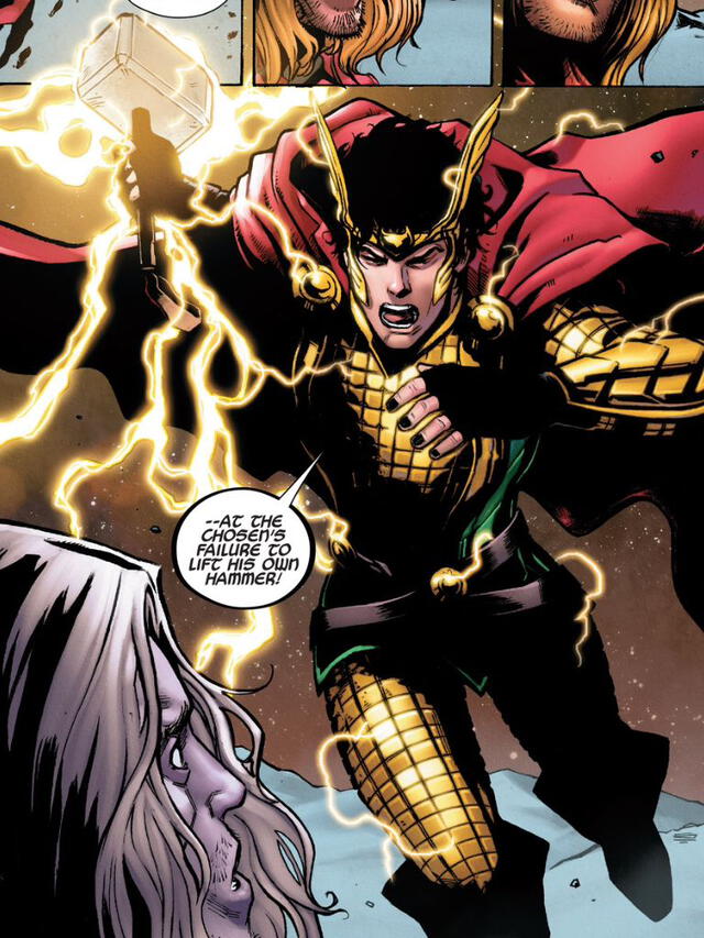 Loki sosteniendo el Mjolnir