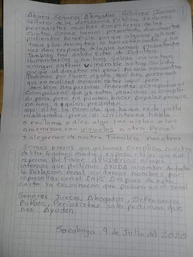 Carta de reclusos