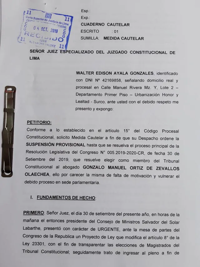 Medida cautelar para suspender la designación de Gonzalo Ortiz de Zevallos Olaechea como miembro del Tribunal Constitucional. Foto: La República.