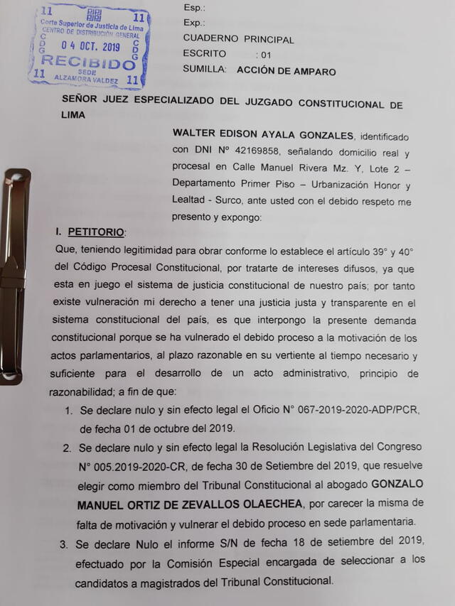 Acción de amparo para declarar nula la resolución que designa a Gonzalo Ortiz de Zevallos como nuevo magistrado del Tribunal Constitucional: Foto: La República.