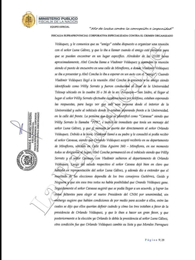 Cavassa habría sobornado a exconsejeros con dinero de Telesup para favorecer a Luna Gálvez