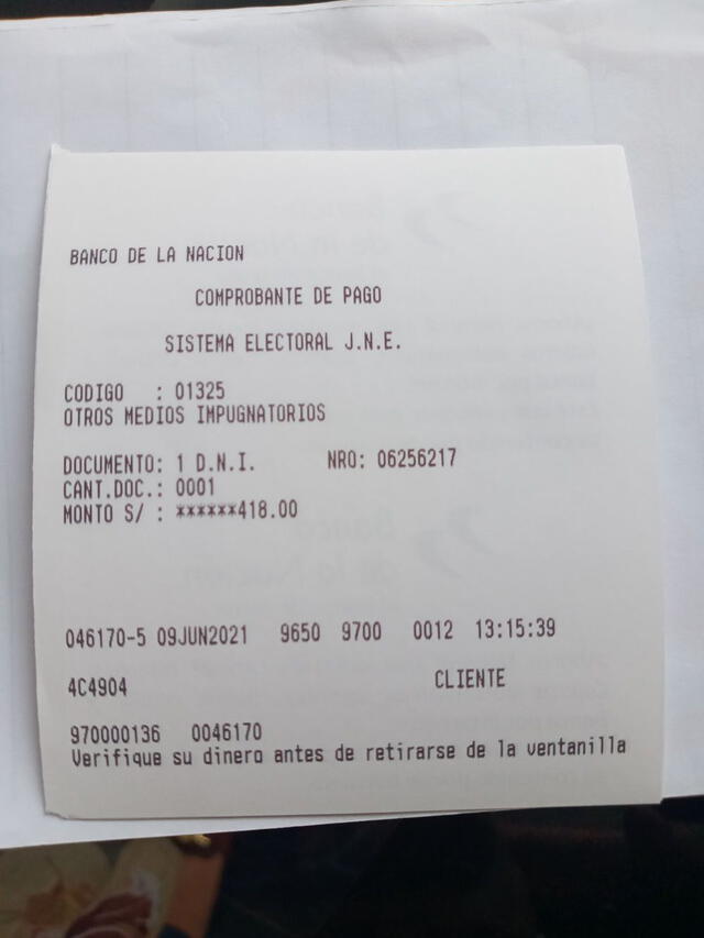  Voucher del 9 de junio de 2021. Foto: Epicentro TV    